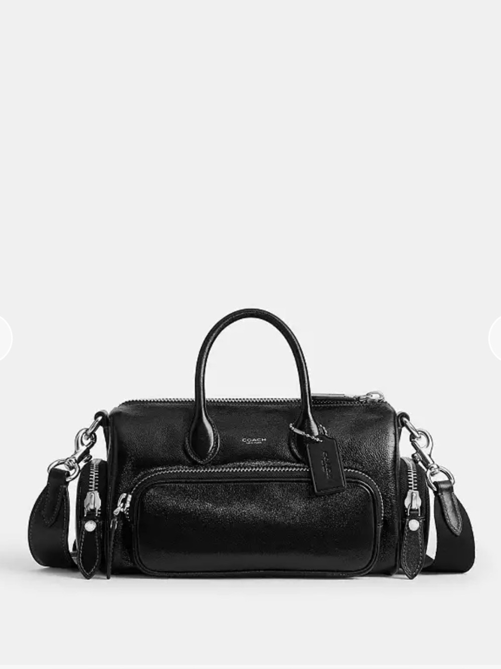 Coach Compass 25 with Pockets in Black Glazed Leather